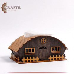 Handmade Wooden Tissue Case in a Hut design