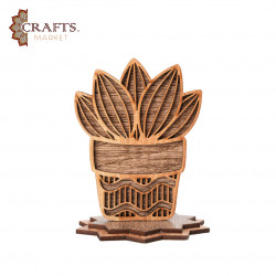 Decorative Wooden Cactus Set 4 Handcrafted Pieces