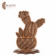 Decorative Wooden Cactus Set 4 Handcrafted Pieces