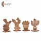 Decorative Wooden Cactus Set 4 Handcrafted Pieces