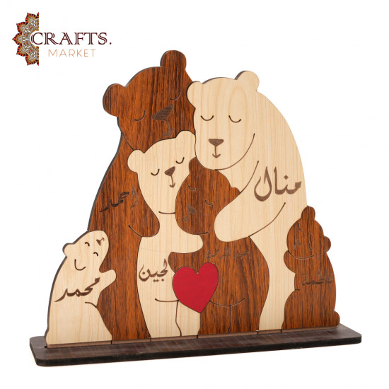 Handcrafted Wooden Family Decor (Bear Family)