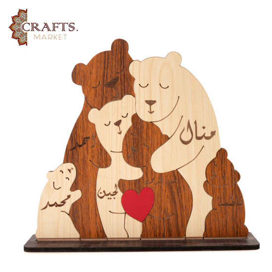 Handcrafted Wooden Family Decor (Bear Family)