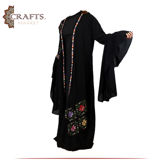 Handmade Black Linen Women Abaya 