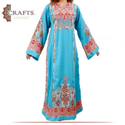 Handmade Blue Fabric Women Traditional Dress 