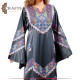 فستان تقليدي نسائي حرير مصنع يدويا باللون الرمادي