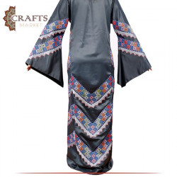 Handmade Gray Fabric Women Traditional Dress 
