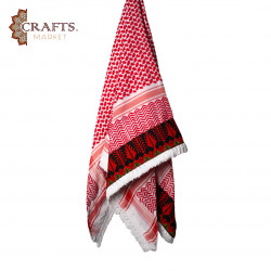 شماغ أحمر تطريز يدوي أحمر وأخضر 