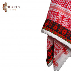 شماغ أحمر تطريز يدوي أحمر وأخضر 