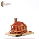 Handmade Brown Wooden Luminous Hut Model Home Decor