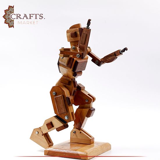 Handmade Wooden Figure Table Décor in a Robot design