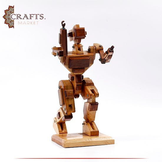 Handmade Wooden Figure Table Décor in a Robot design