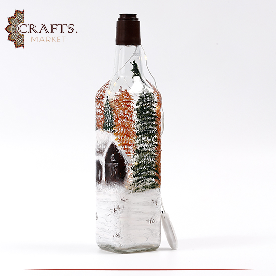 زجاجة فارغة ديكور مكتب مرسومة باليد بتصميم الشتاء