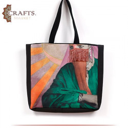 Handmade Black Women Tote Bag in Women With Veil design