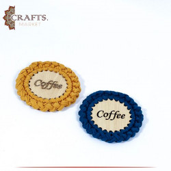 Handmade Duo-Color Crochet Coaster in a Coffee Design, 2PCS