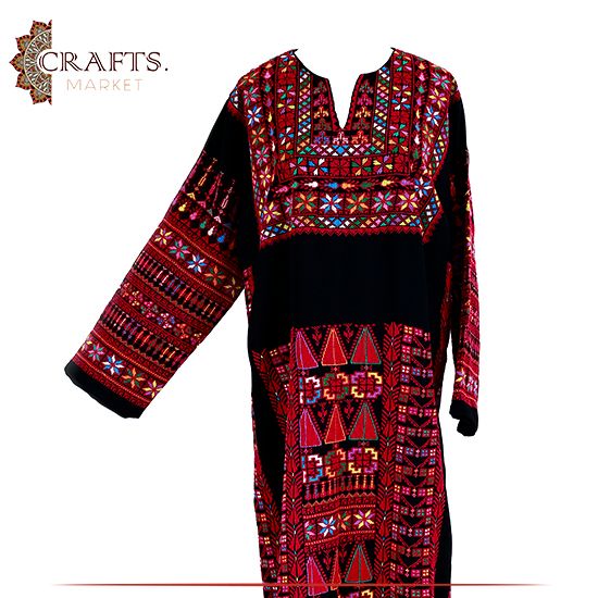 Handmade Black Fabric Embroidered Traditional Woman's Dress