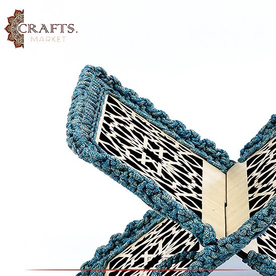 Handmade Wooden & Crochet Holy Quran Holder Stand