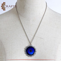 Handmade Metal Women Necklace adorned with Blue Eye Pendant 