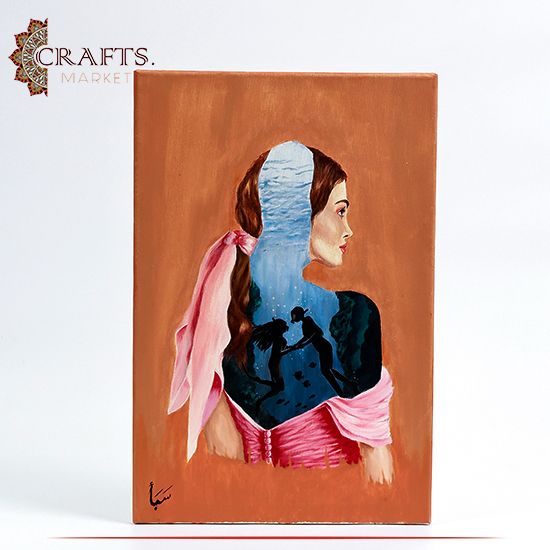 لوحة جدارية رسم يدوي بالاكريليك بتصميم فتاة البحرمن الداخل لوحة جدارية رسم يدوي بالاكريليك بتصميم فتاة البحرمن الداخل