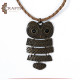 Handmade Leather Women Necklace with an Owl Pendant 