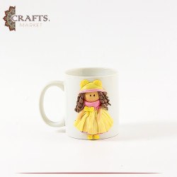 Handmade Porcelain Mug  in a "Girl Doll" design