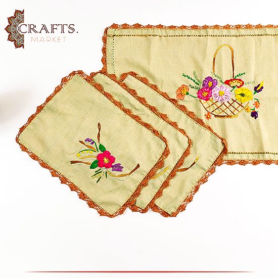 Hand-embroidery Table cover, Set 4PCS