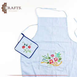Hand-embroidery Fabric Kitchen Apron Set 2PCS