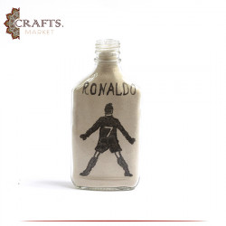 Handmade Natural Sand Art Glass Souvenir in a Cristiano Ronaldo Design