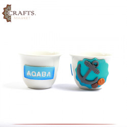 Handmade White Porcelain Coffee Cup in al Aqaba City design