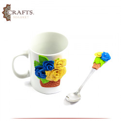 Handmade Multi-Color Porcelain Mug  in Flowers design