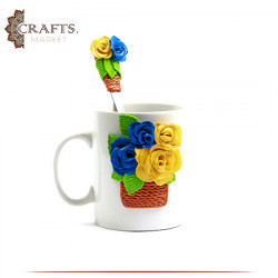Handmade Multi-Color Porcelain Mug  in "Flowers" design