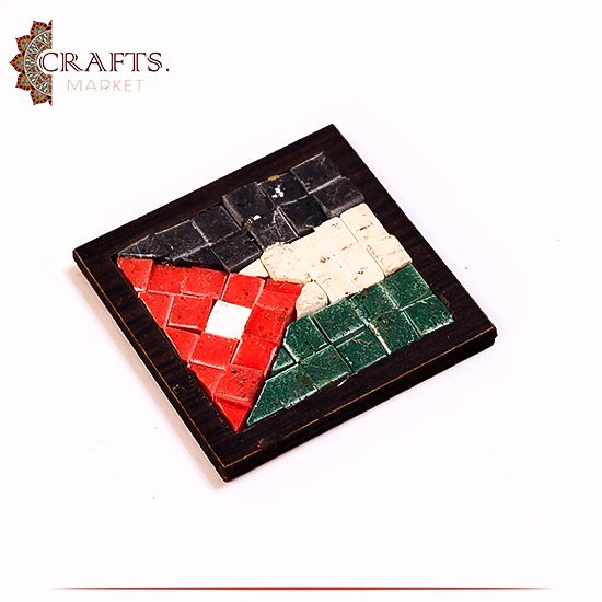 Handcrafted Mosaic Fridge Magnet in a Jordan Flag Design