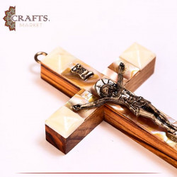 Handcrafted Olive Wood Pendant in a  Cross  Design