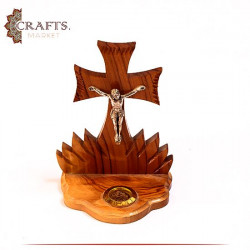 Handcrafted Olive Wood Desk Decor in a Cross Design