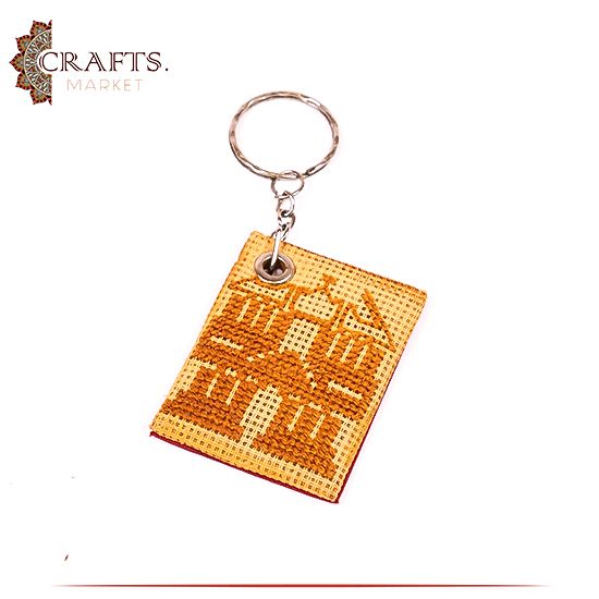 Hand-Embroidered Key Chain  in a Petra  Design