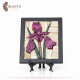 Handcrafted Stone Wall Art with a Black Iris Design 