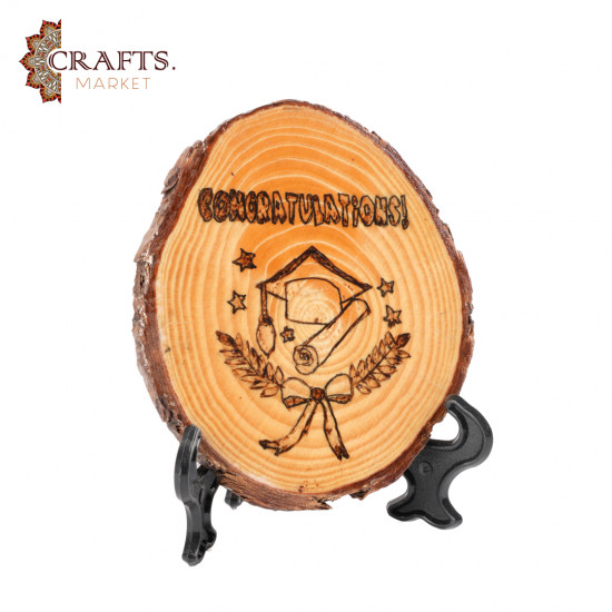 Hand-burned wooden coaster with graduation cap image 