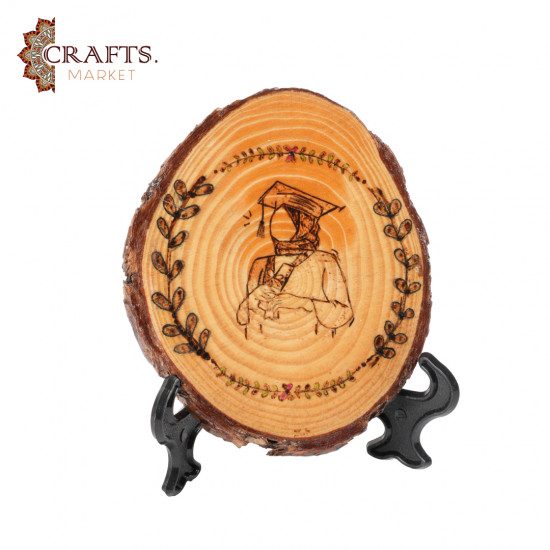 Hand-burned wooden coaster with graduation cap image 