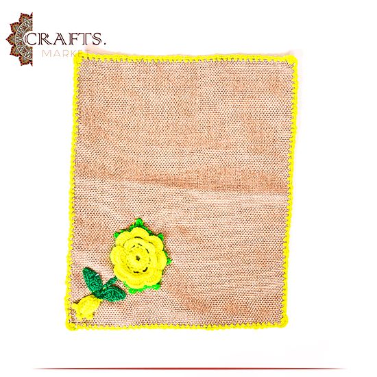 Hand-Embroidered Burlap Tablecloth with Flowers design Hand-Embroidered Burlap Tablecloth with Flowers design