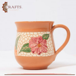 Handmade Clay Mug decorated with mosaic "Roses" Design