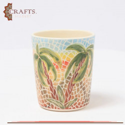 Handmade Clay Cup with Palm Design