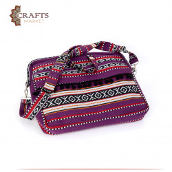 Purple laptop bag made of Sadu fabric