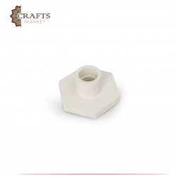 Hexagonal cement candle holder with a prominent cylinder - white color