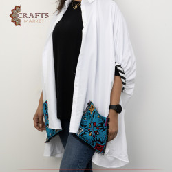 White Embroidered Women's Shirt - Free Size