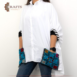 White Embroidered Women's Shirt - Free Size