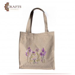 Handmade Embroidered Bag with Orchid Design