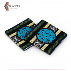Coaster set of 2 pcs embroidered in blue with a case