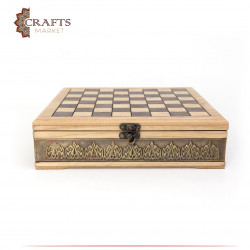 Wooden box with chess design