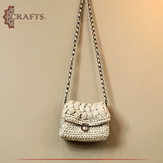 Handmade White Cotton Women's Shoulder Bag Handmade White Cotton Women's Shoulder Bag