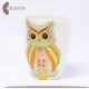 Handmade White Glass Mug in a Owl Design 