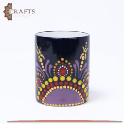 Handmade Navy Glass Mug in a "Mandala" Design